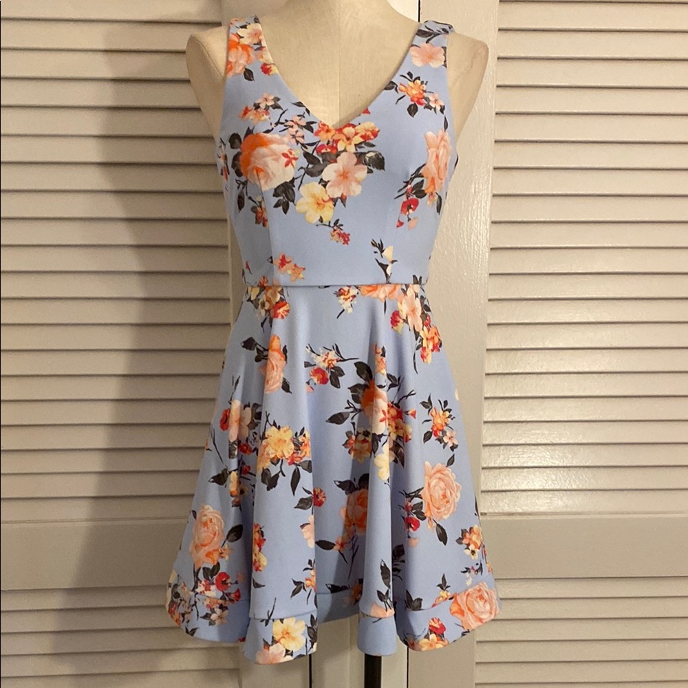B. Darlin Sky Blue Floral Party Dress (Size 5/6) - Picture 1 of 10